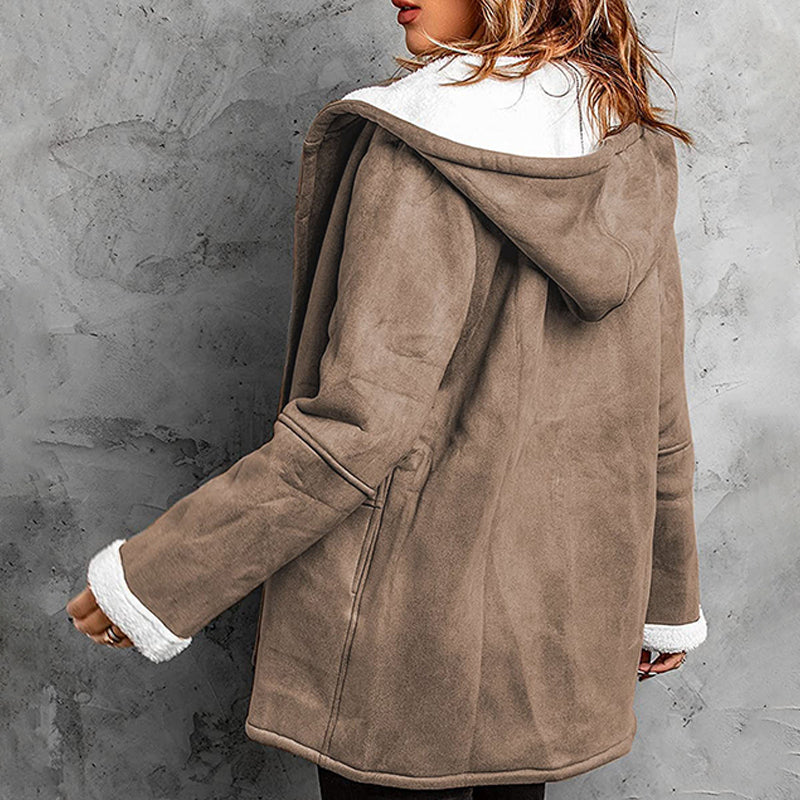 Gisisea | Faux Suede Hooded Coat in Multiple Colors