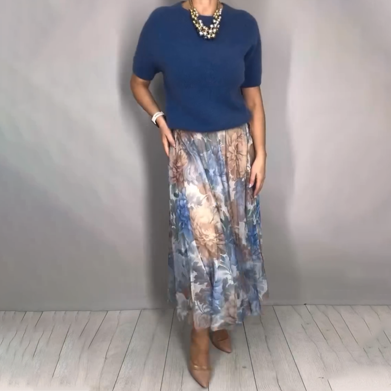 Nirosha | Knit Top Floral Midi Skirt