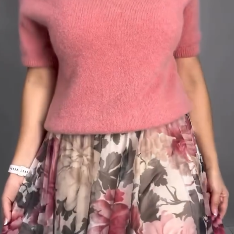 Nirosha | Knit Top Floral Midi Skirt
