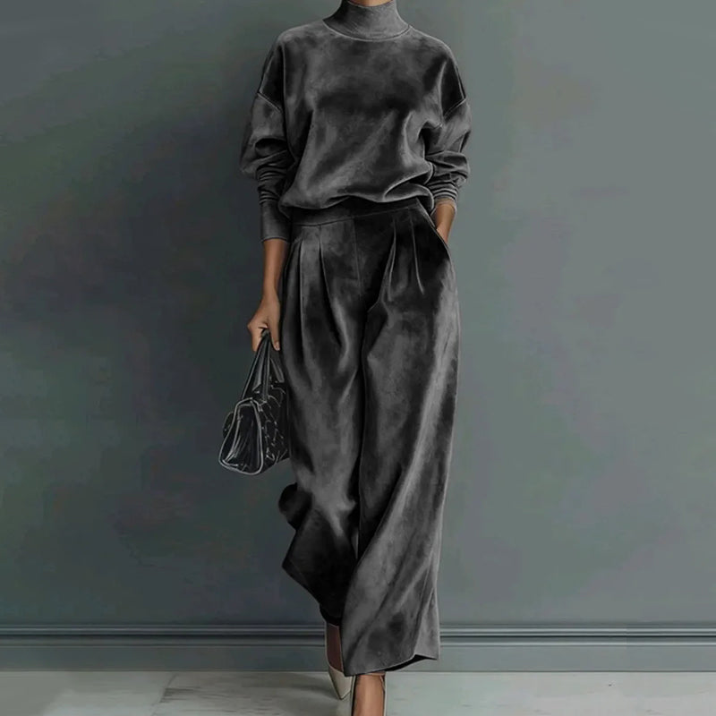 Lironah | Mock Neck Wide Leg Two Piece Set