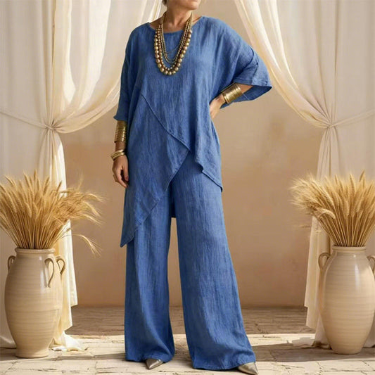 Ojana - Loose Fit Wide Leg Two Piece Set