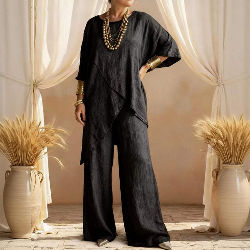 Ojana - Loose Fit Wide Leg Two Piece Set