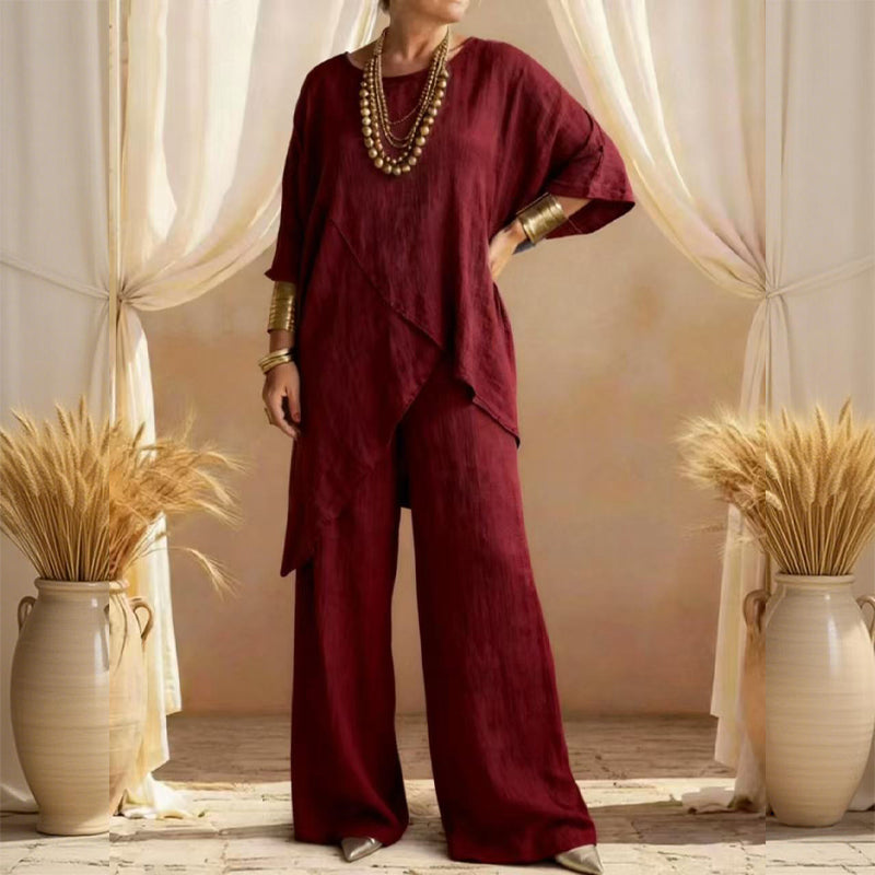 Ojana - Loose Fit Wide Leg Two Piece Set