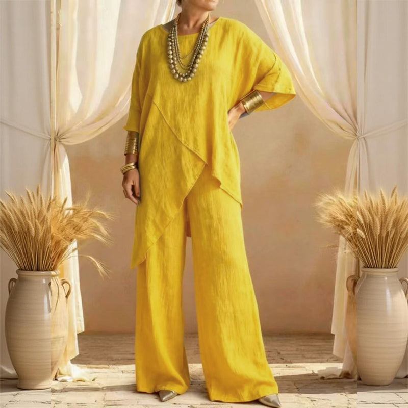 Ojana - Loose Fit Wide Leg Two Piece Set