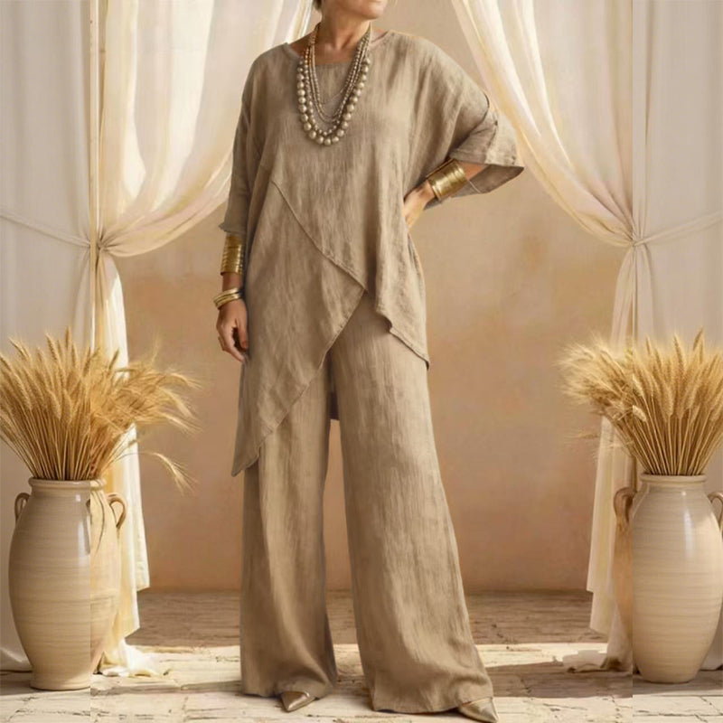 Ojana - Loose Fit Wide Leg Two Piece Set