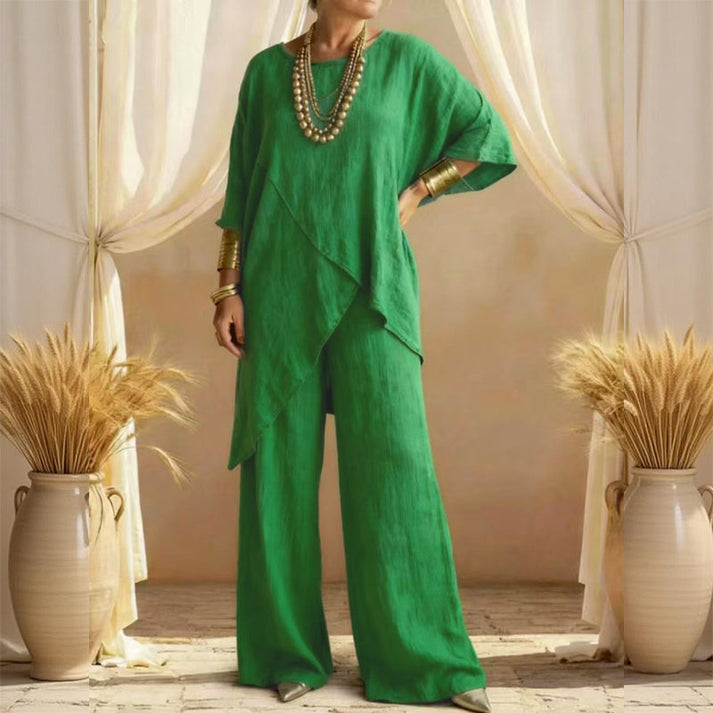 Ojana - Loose Fit Wide Leg Two Piece Set