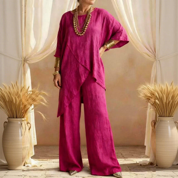 Ojana - Loose Fit Wide Leg Two Piece Set