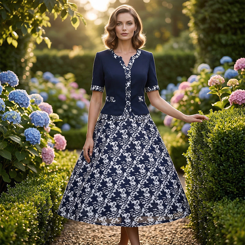 Jinia - Floral A Line Midi Dress