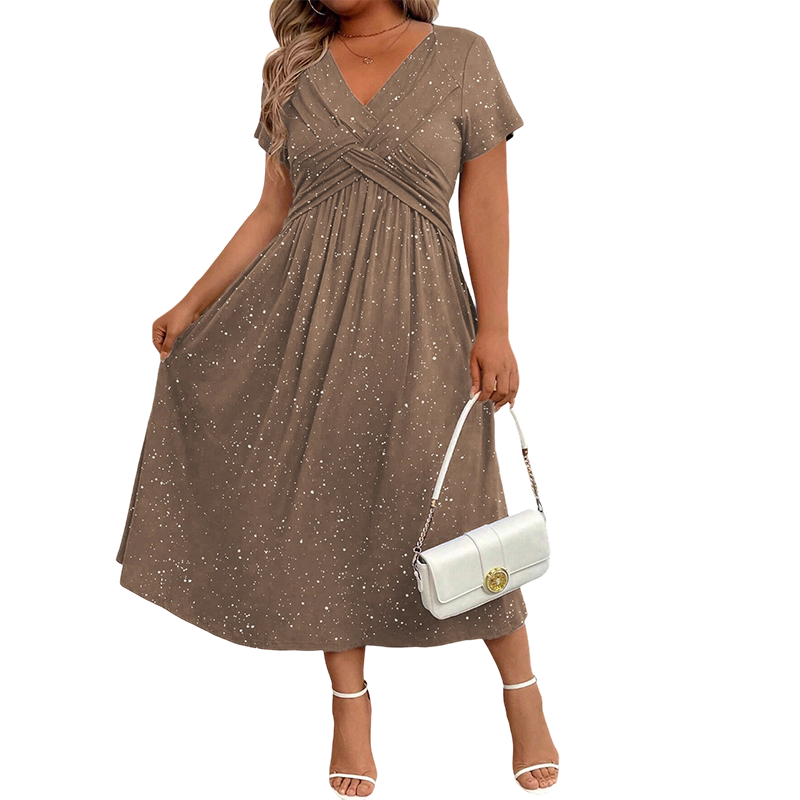 Sylinaa | Midi Dress V-Neck Twist Front Pockets