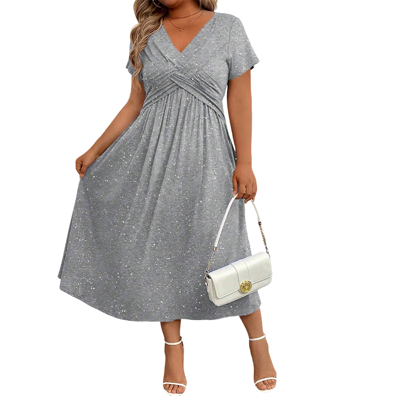 Sylinaa | Midi Dress V-Neck Twist Front Pockets