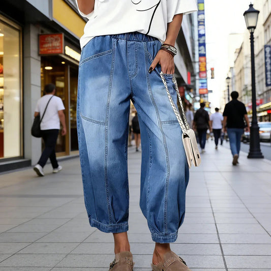 Madavi | Blue Loose Fit Denim Pants