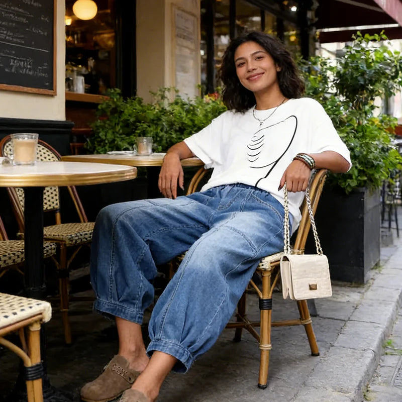 Madavi | Blue Loose Fit Denim Pants