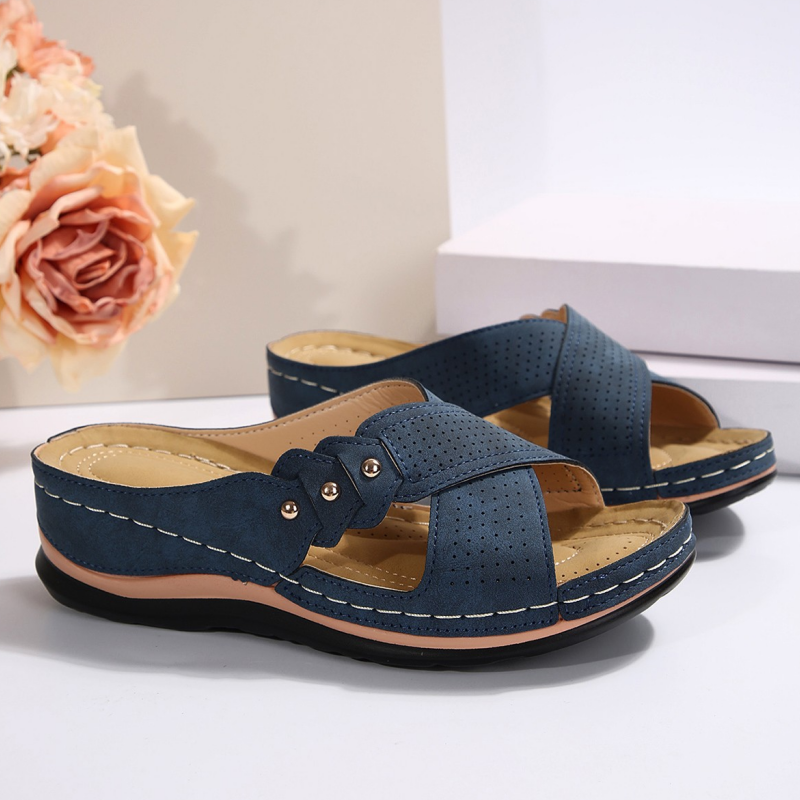 Shawen - Open Toe Cross Strap Wedge Sandals