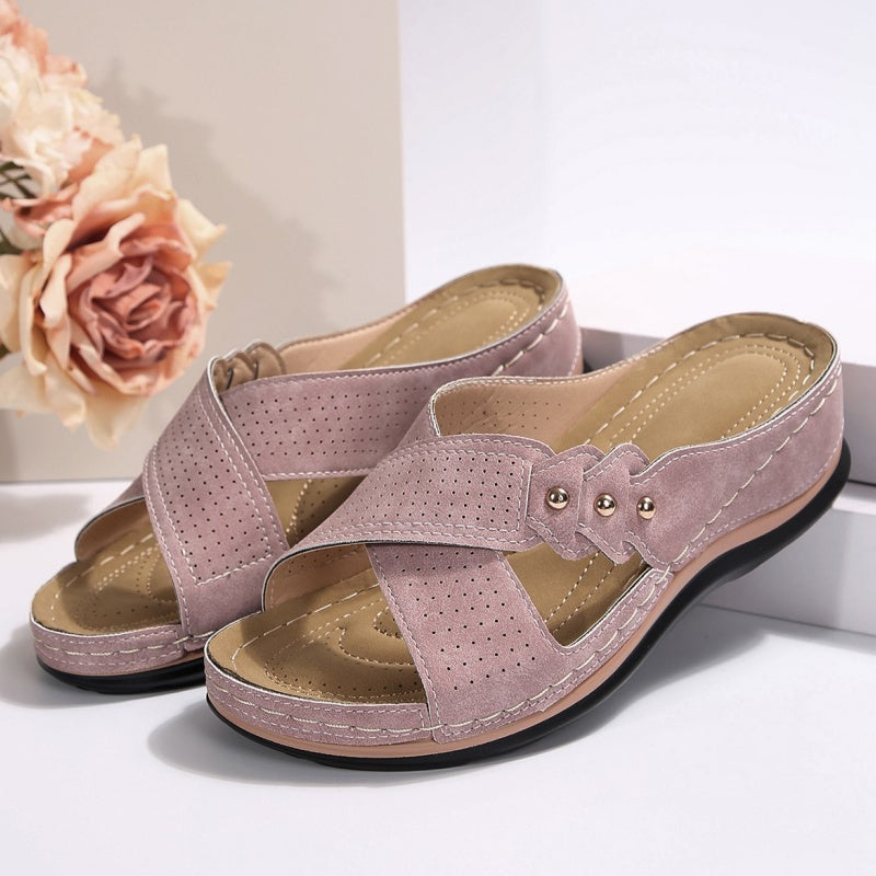 Shawen - Open Toe Cross Strap Wedge Sandals