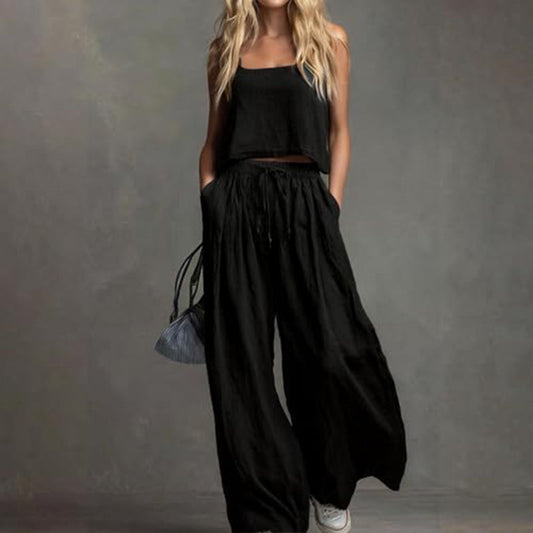 Githsara | Sleeveless Wide Leg Lounge Set