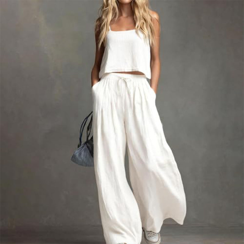 Githsara | Sleeveless Wide Leg Lounge Set