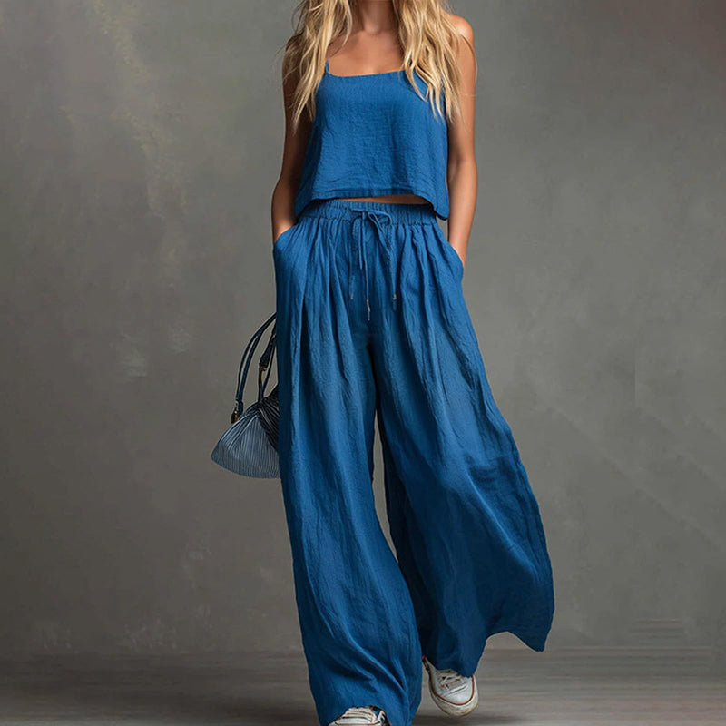 Githsara | Sleeveless Wide Leg Lounge Set