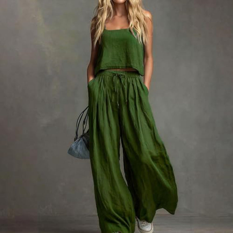 Githsara | Sleeveless Wide Leg Lounge Set