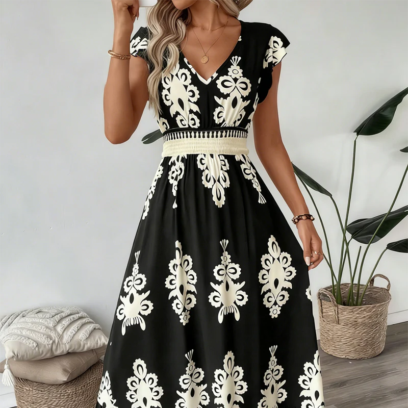 Ranika | Leopard Print V Neck Maxi Dress