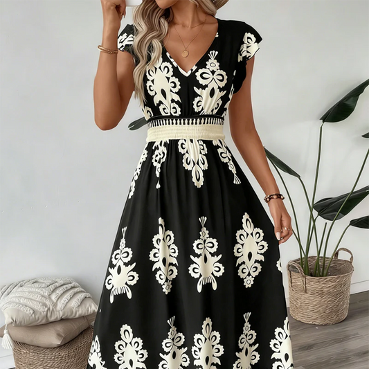 Ranika | Leopard Print V Neck Maxi Dress
