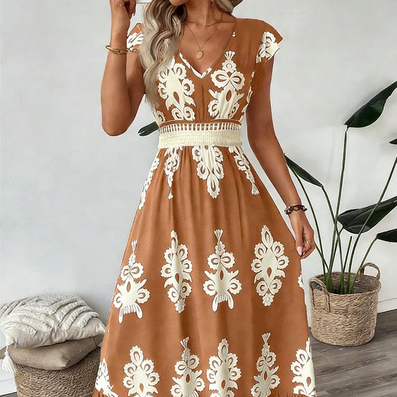 Ranika | Leopard Print V Neck Maxi Dress