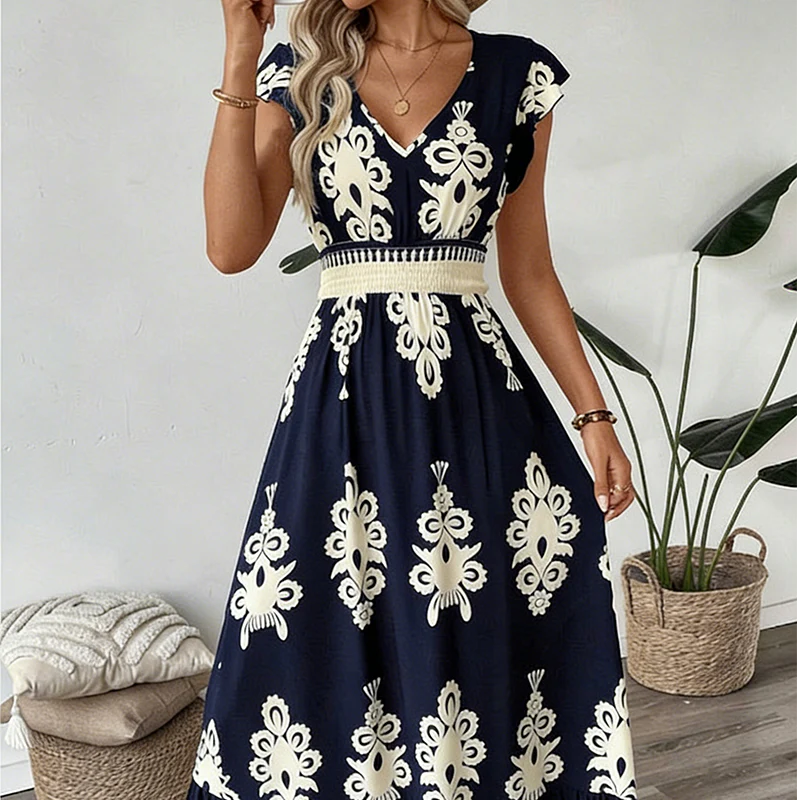 Ranika | Leopard Print V Neck Maxi Dress