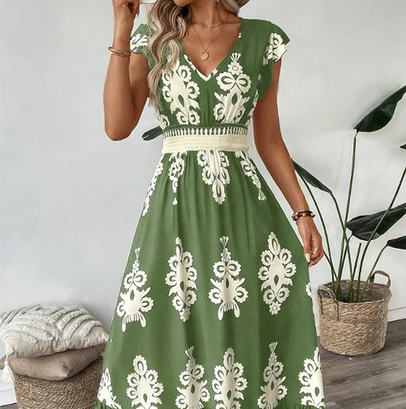 Ranika | Leopard Print V Neck Maxi Dress