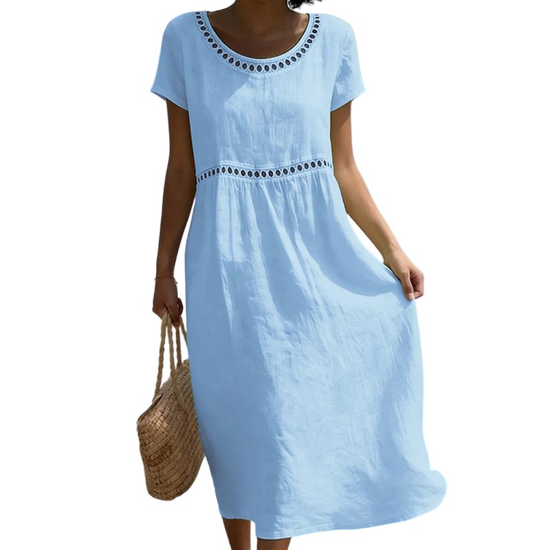 Tarsha | Short Sleeve Eyelet Detail Midi Dress
