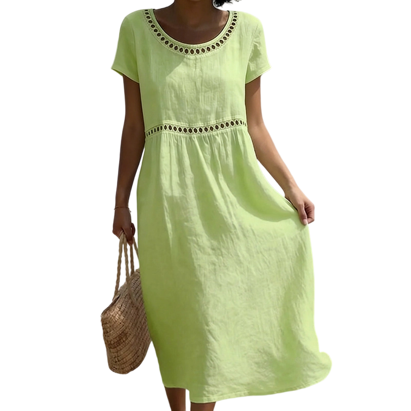 Tarsha | Short Sleeve Eyelet Detail Midi Dress