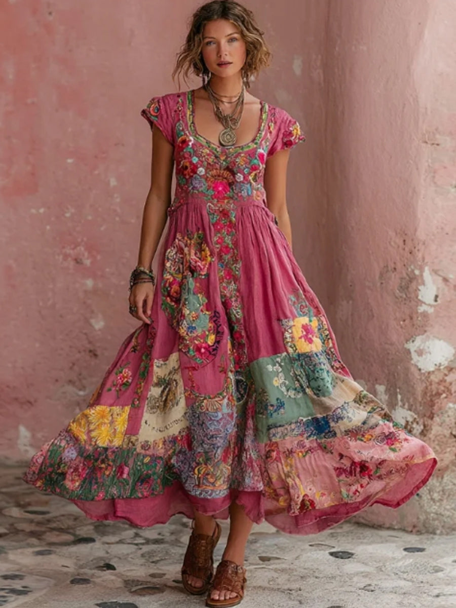 Emilien | Floral Patchwork Maxi Dress