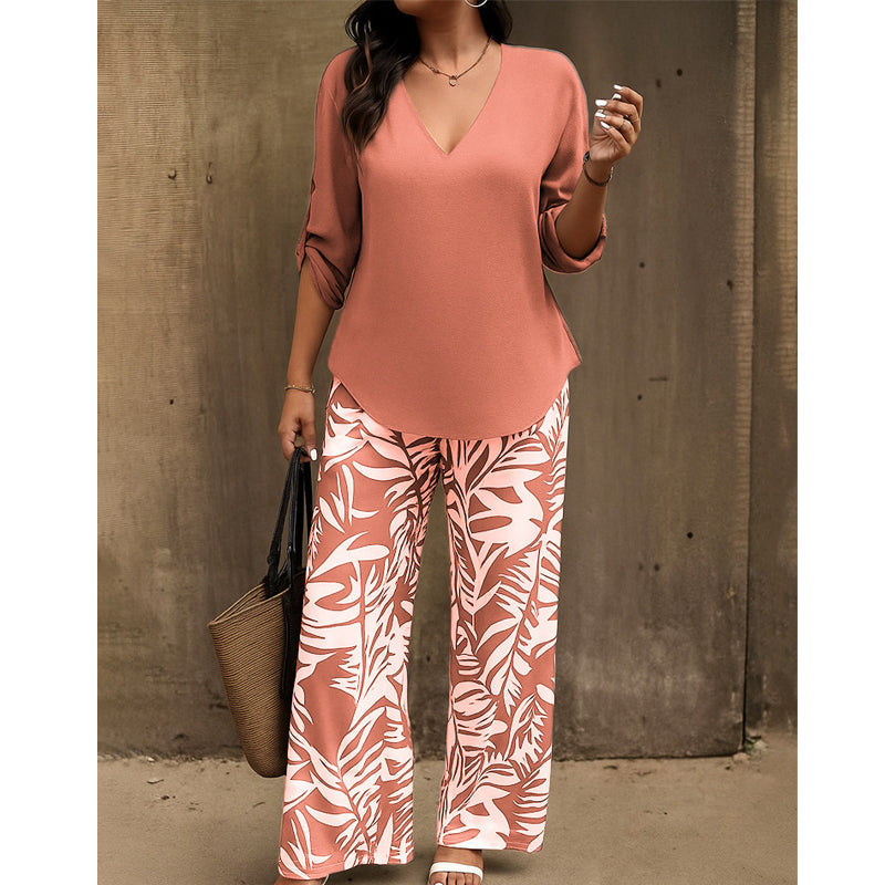 Liwia | V Neck Printed Trouser Set