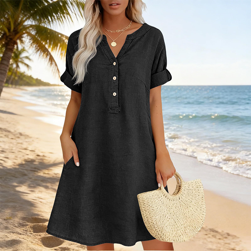 Jolande | Tunic Dress with V-Neck and Pockets