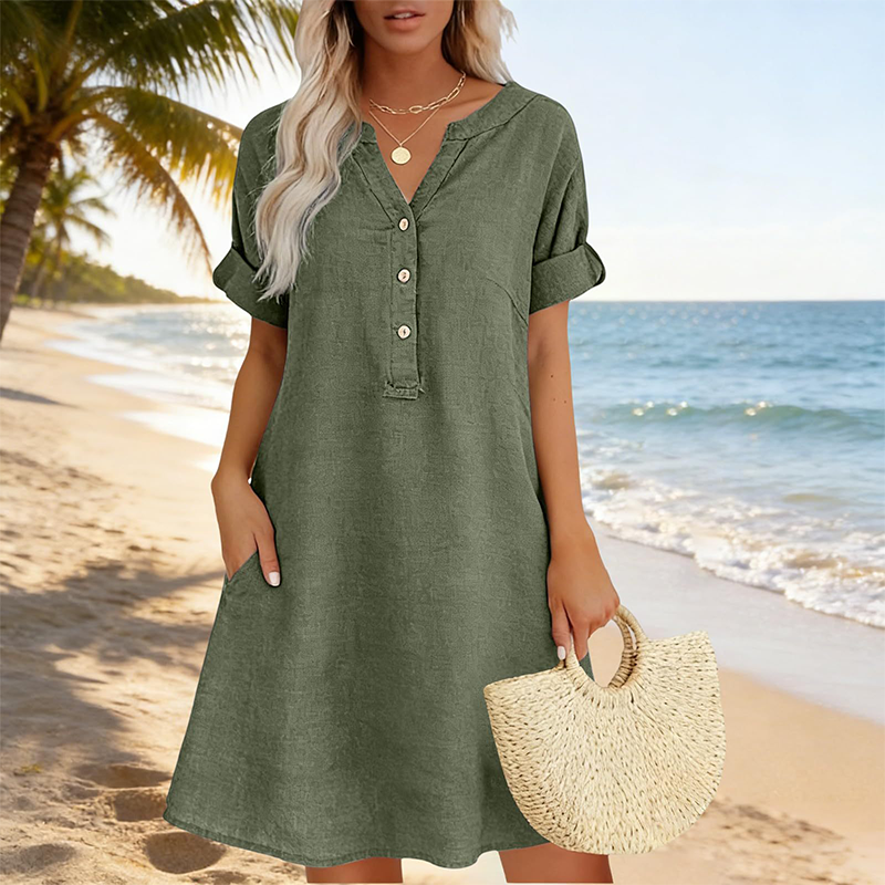 Jolande | Tunic Dress with V-Neck and Pockets