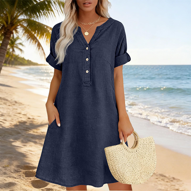 Jolande | Tunic Dress with V-Neck and Pockets