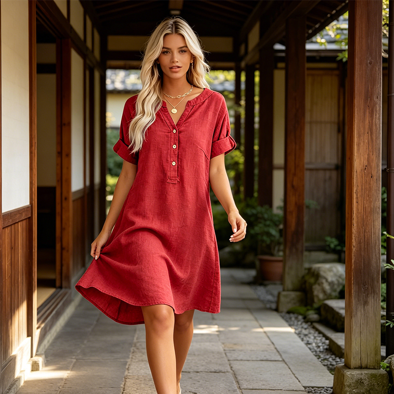 Jolande | Tunic Dress with V-Neck and Pockets