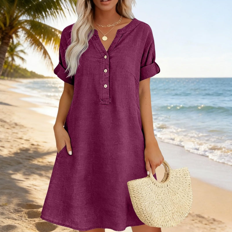 Jolande | Tunic Dress with V-Neck and Pockets