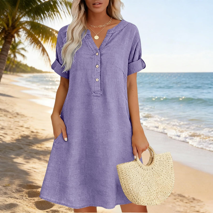 Jolande | Tunic Dress with V-Neck and Pockets