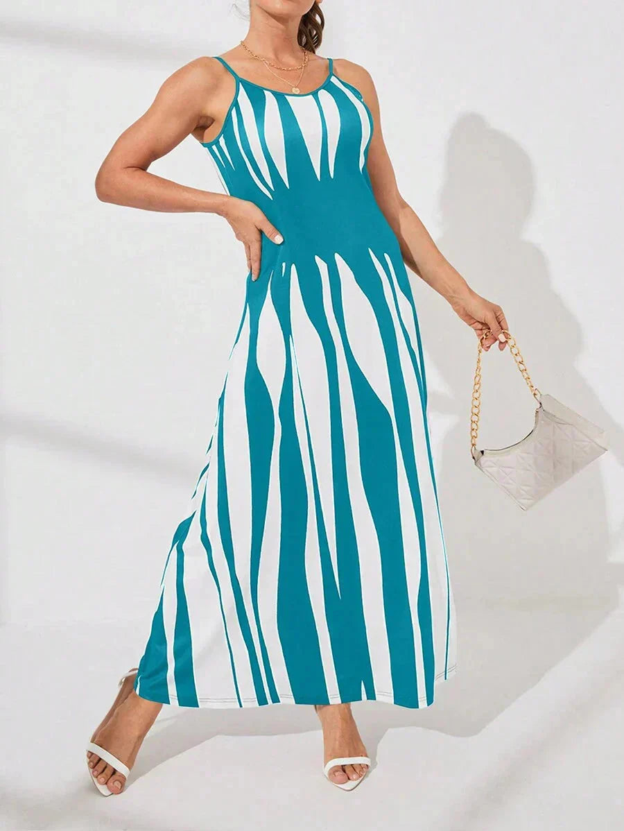 Nelesha | Printed Maxi Dress with Spaghetti Straps