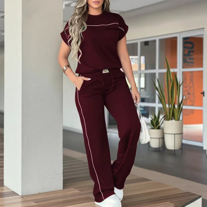 Hamida | Short Sleeve Wide Leg Pant Set