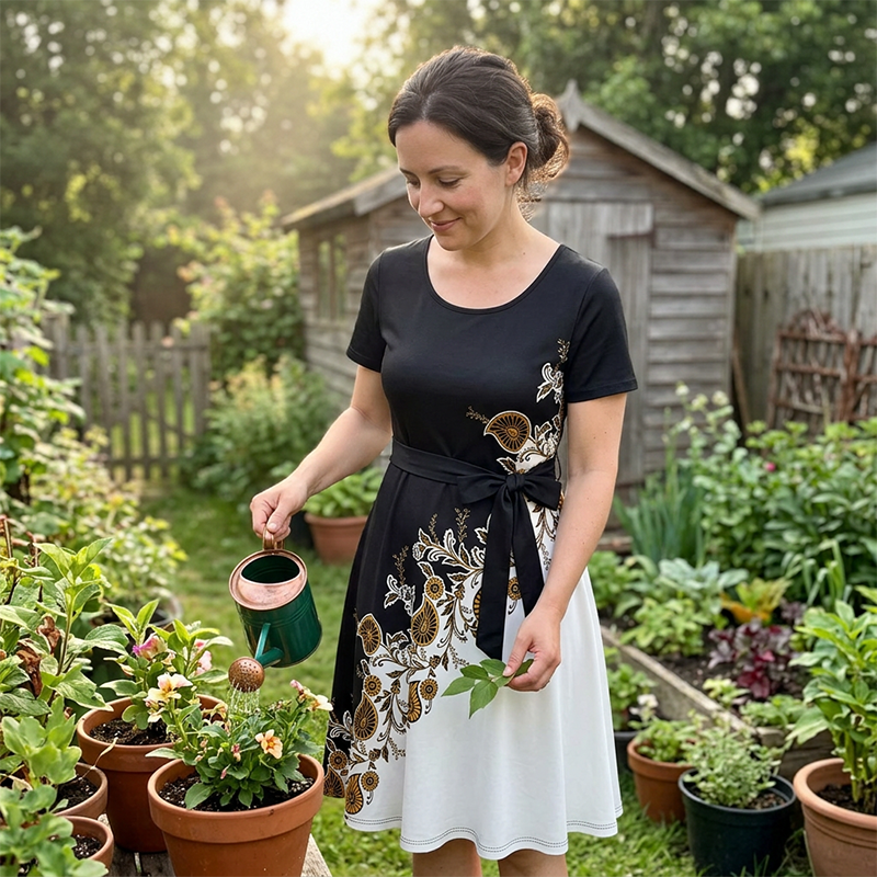 Chuckie | Midi Dress Short Sleeve Floral Tie Waist