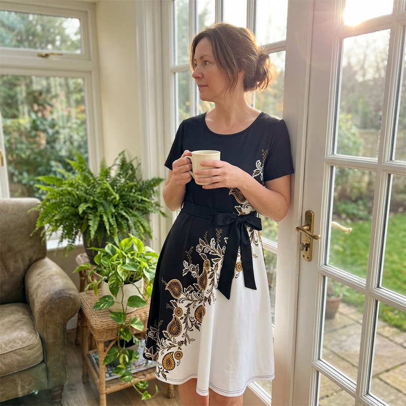 Chuckie | Midi Dress Short Sleeve Floral Tie Waist
