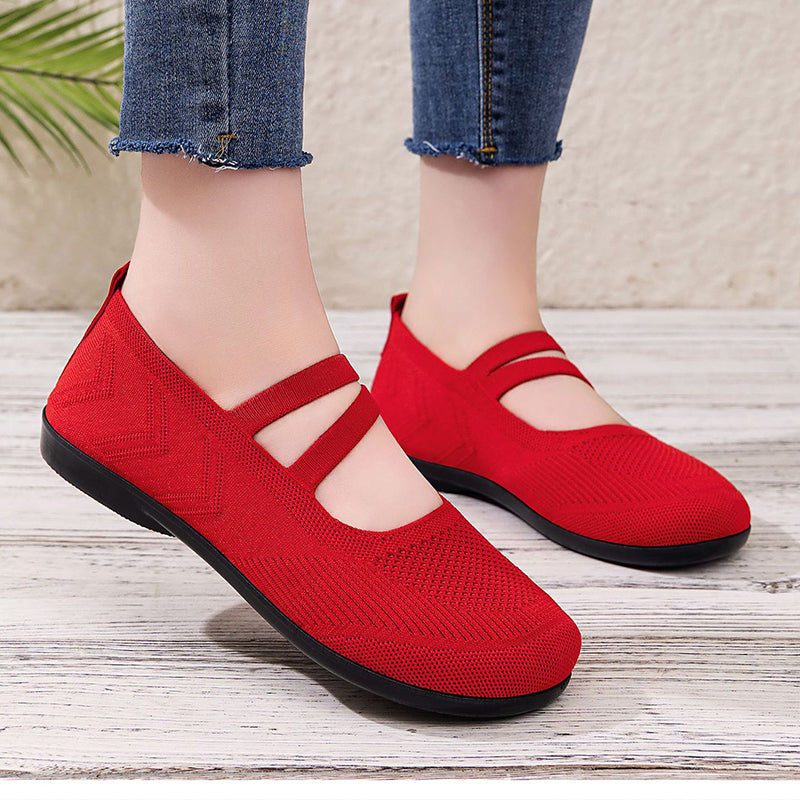 Bijlsma | Ballet Flats with Knit Upper and Straps