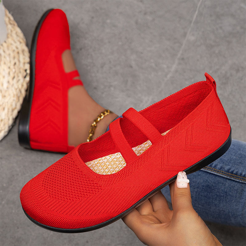 Bijlsma | Ballet Flats with Knit Upper and Straps