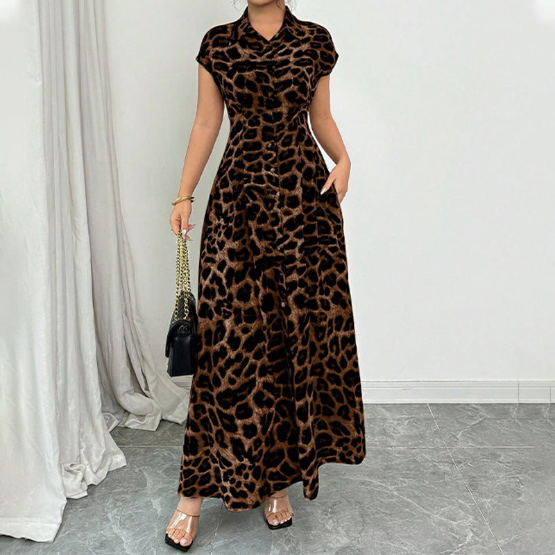 Ameerah | Animal Print Button Front Midi Dress