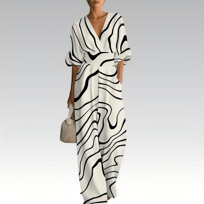 Sinem | Floral V-Neck Half Sleeve Jumpsuit