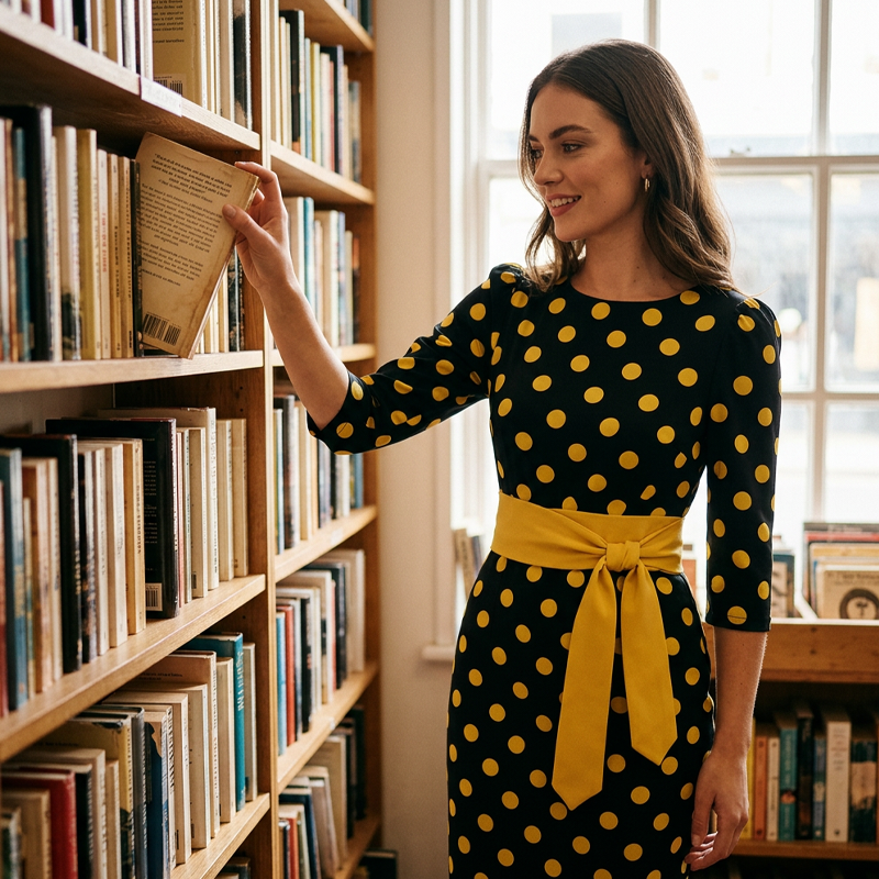 Konila | Polka Dot Belted Midi Dress