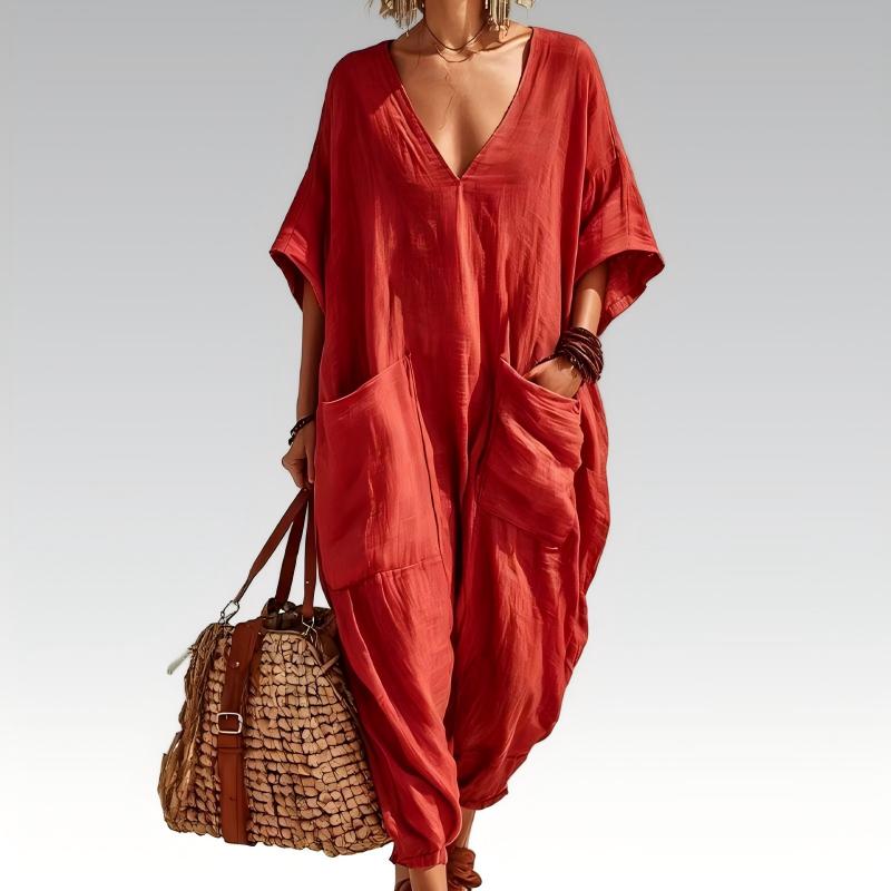 Maryem | Loose Fit V Neck Jumpsuit