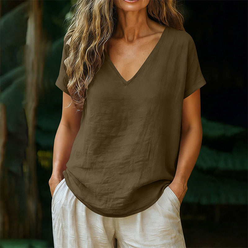 Norrah | V-Neck Short Sleeve Relaxed T-Shirt