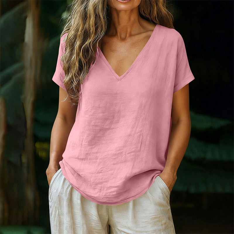 Norrah | V-Neck Short Sleeve Relaxed T-Shirt