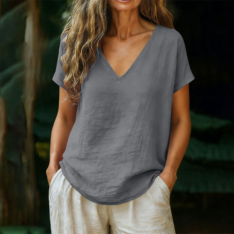 Norrah | V-Neck Short Sleeve Relaxed T-Shirt
